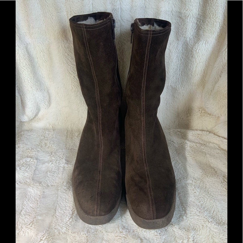 Vintage! Salvatore Ferragamo Brown Suede Boots women’s size 7.5 Narrow - Picture 4 of 9